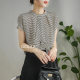 Houndstooth Silk Top Women's Design Niche Short-sleeved Loose French-style High-end Mulberry Silk Ribbon Plaid Shirt