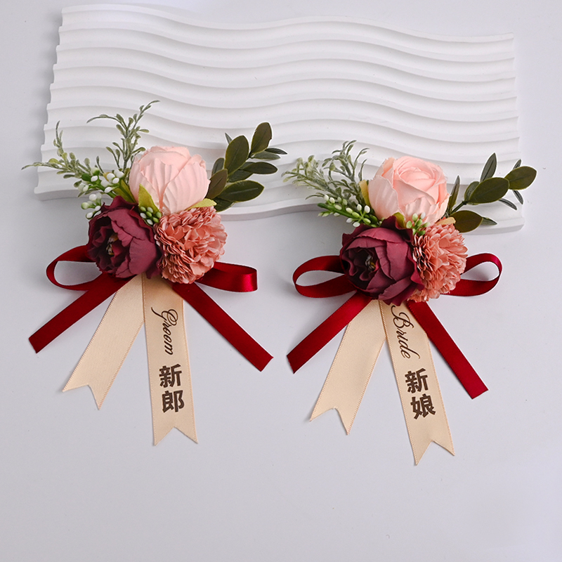 新款超仙唯美新郎新娘结婚胸花伴娘团手腕花家人全套襟花生日同学|undefined