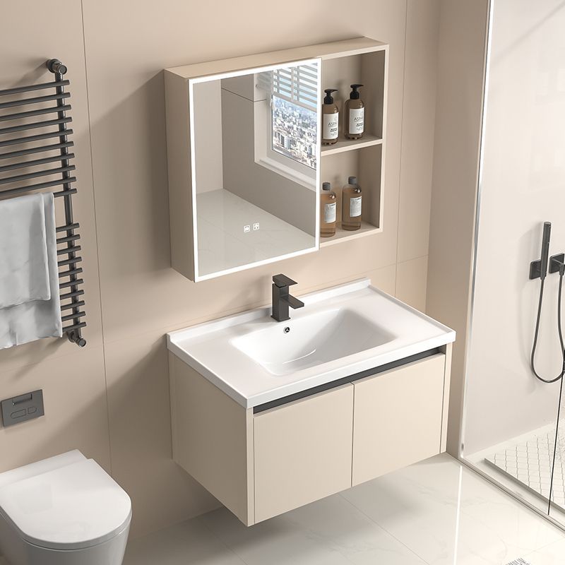 Thickened Compact Bathroom Cabinet Set with Integrated Ceramic Washbasin for Small Spaces