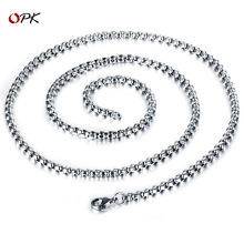 OPK欧美热销男士项链方型珍珠链表面抛光不锈钢单链百搭男士饰品