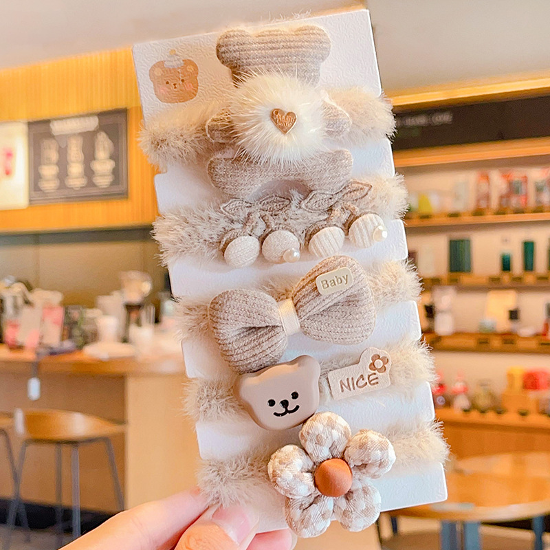 Los niños no lastiman el Pelo elástico banda de goma lindo bebé corbata accesorios para el cabello Niña de dibujos animados de peluche anillo de pelo tocado