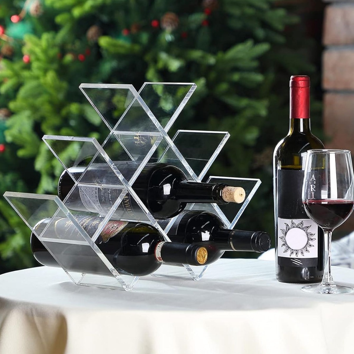 Acrylic geometric solid shape red wine rack transparent creative wine rack home decoration red wine display storage rack