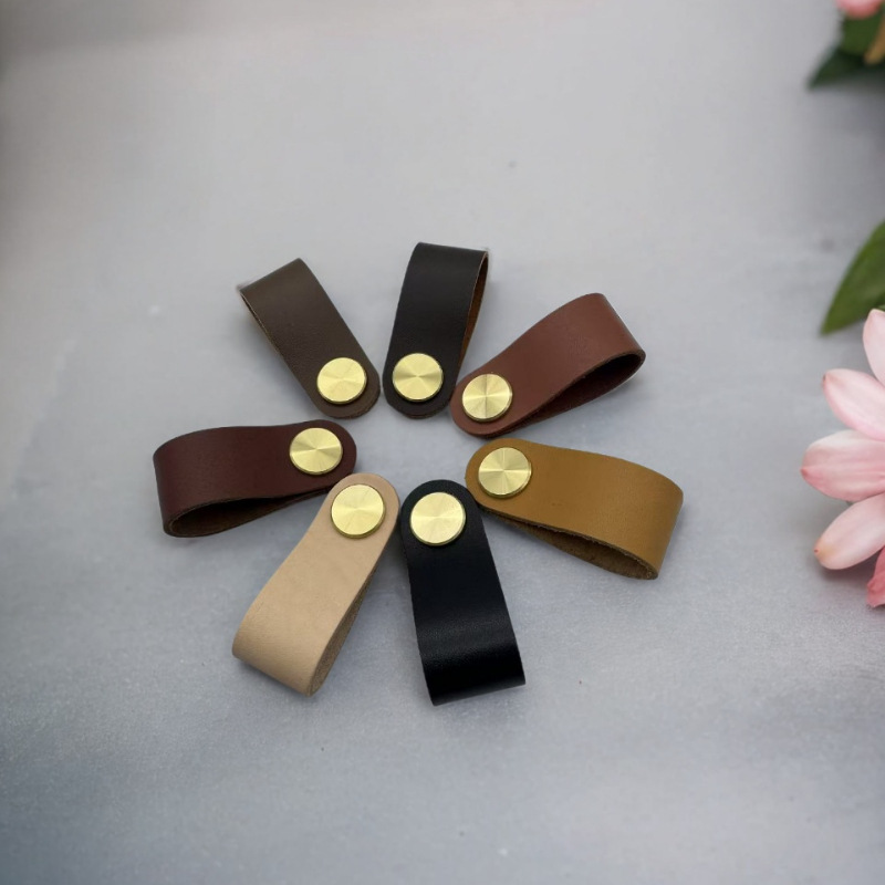 Hot sale leather handle children's room anti-collision handle home hardware leather handle cabinet door tatami handle wholesale