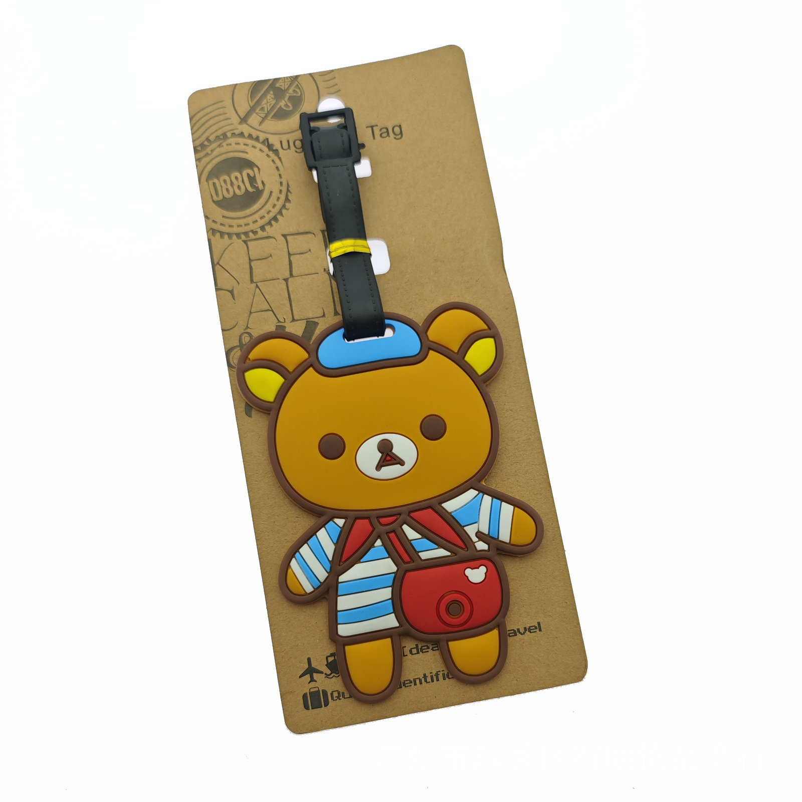 Creativo lindo oso negro y blanco fácil oso tarjeta de embarque de silicona maleta de viaje colgante de remolque tarjeta