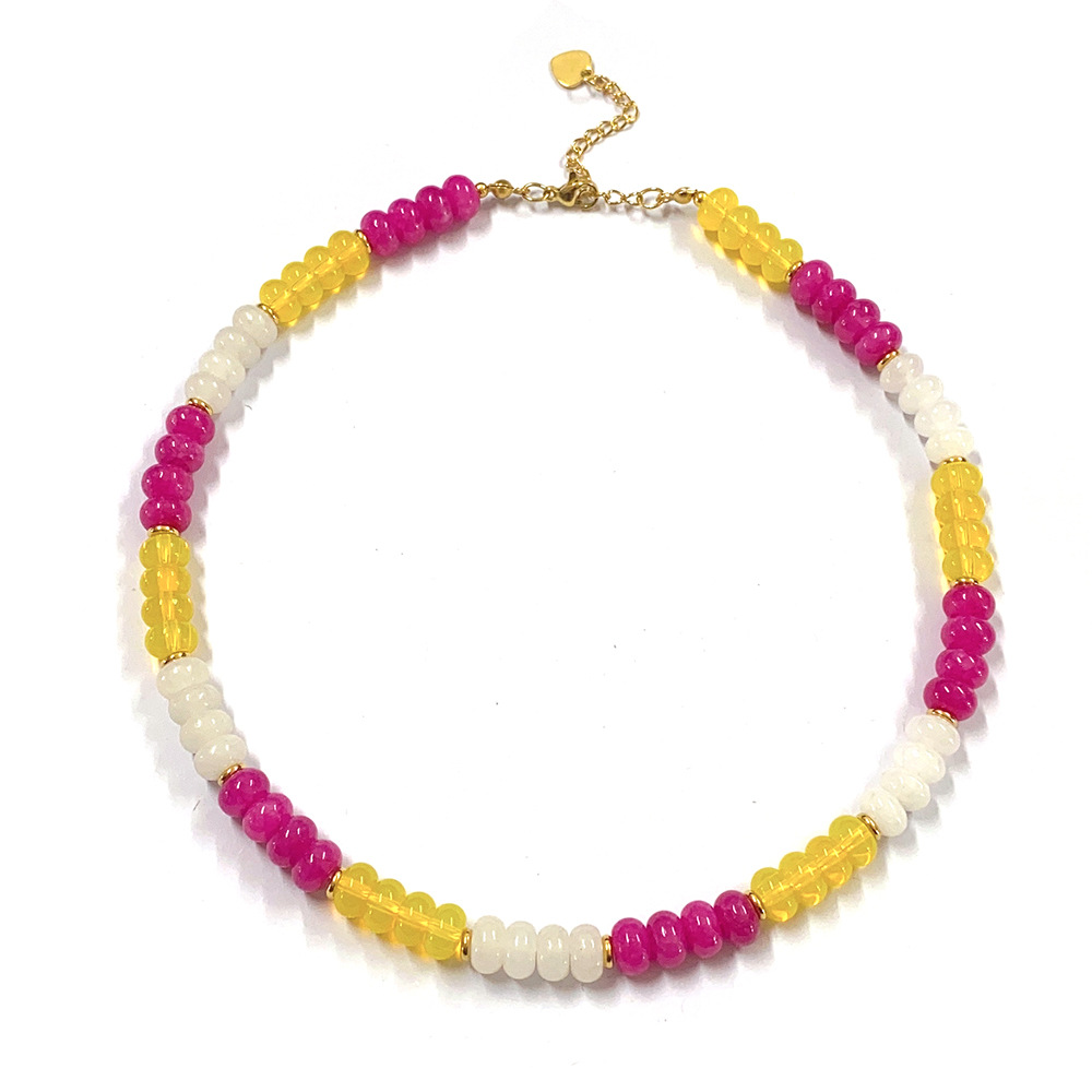 200g Weight Necklace Classification 304 Stainless Steel Chain Material 1 Piece Quantity Casual Occasion natural stone Material Geometric Pattern Women's Gender Sweet Style Beaded Craft 1 Piece Sweet Geometric Natural Stone 304 Stainless Steel Necklace 30