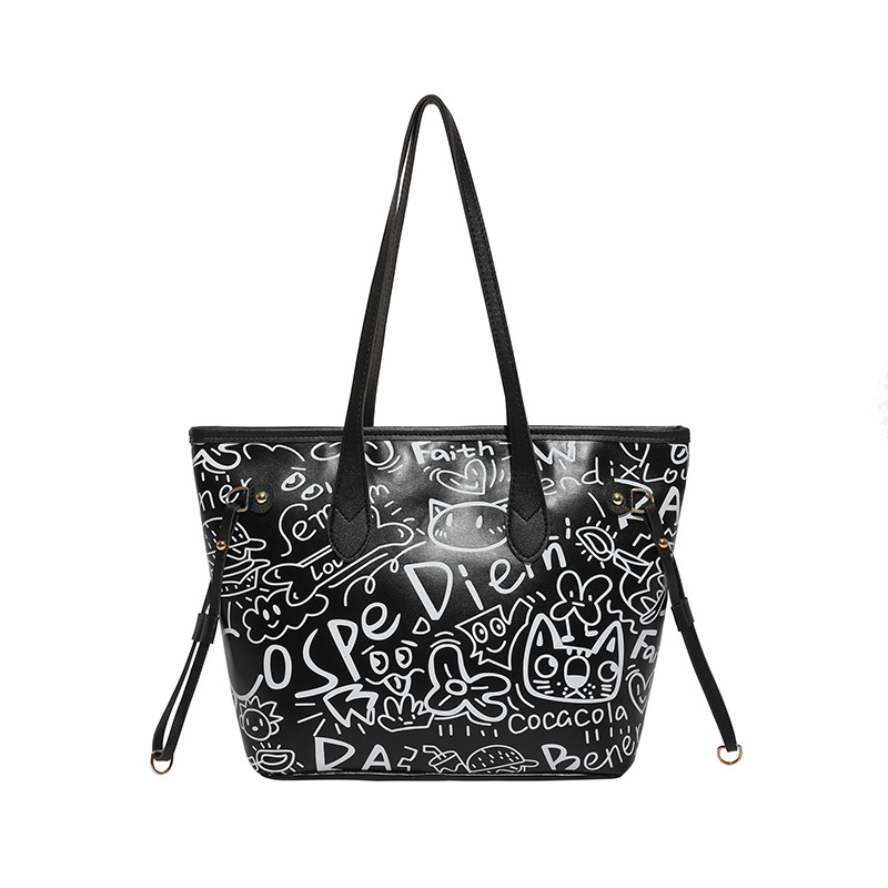 Nicho de diseño de graffiti bolso para mujeres 2025, nuevo bolso de hombro de mano casual, bolso de brazo de viaje de gran capacidad
