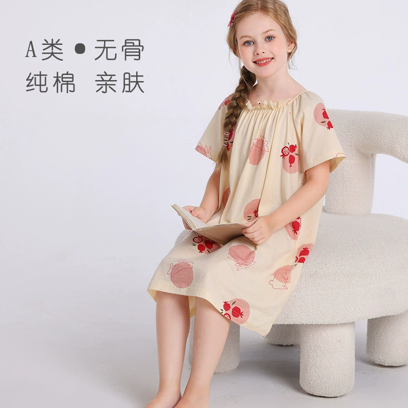 Cotton summer pijama, children's skirt for princess, family style, for teenagers, plus size, loose fit