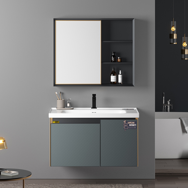 Lavabo combinación integrado lavabo de cerámica gabinete de baño mesa de lavado inodoro lavabo moderno espacio de aluminio mueble de baño