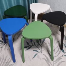 北欧简约曲木三角凳餐厅用实木凳床头凳彩色叙勒凳家用餐椅凳圆凳