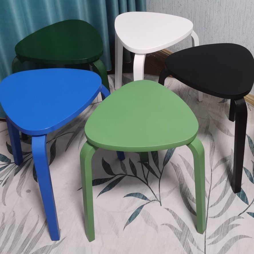 北欧简约曲木三角凳餐厅用实木凳床头凳彩色叙勒凳家用餐椅凳圆凳