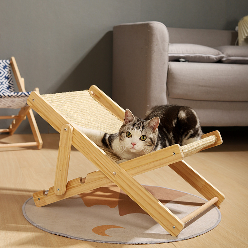 Juguetes para gatos Silla reclinable para gatos de roble ajustable Bola de captura para gatos vertical Productos para gatos resistentes al desgaste
