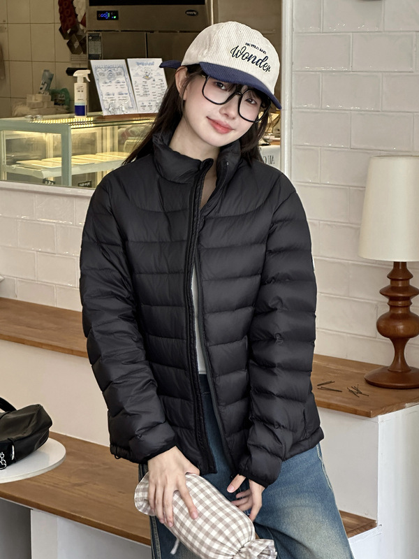 排骨轻薄羽绒服女短款2025新款立领90白鸭绒保暖户外休闲冬季外套|undefined