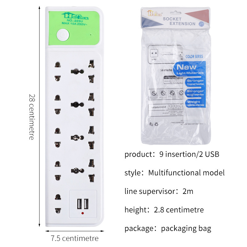 Multi-enchufe África exportación de comercio exterior de Oriente Medio exportación 3 4 5 filas tres cuatro cinco enchufe de alimentación USB placa de conexión