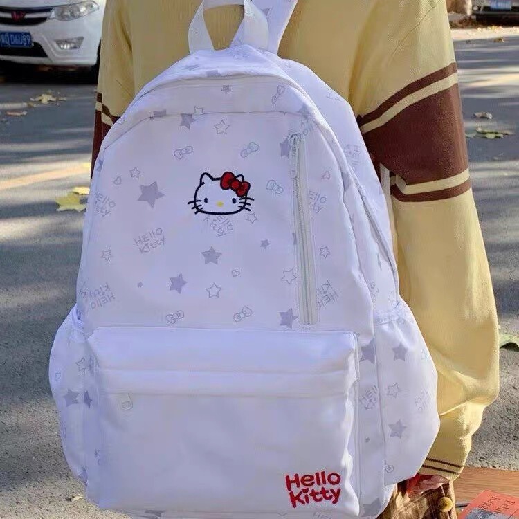 Hello Kitty Backpack for Female Students, Large Capacity, Lightweight, Cartoon Cute Campus Backpack, Simple Ins Style