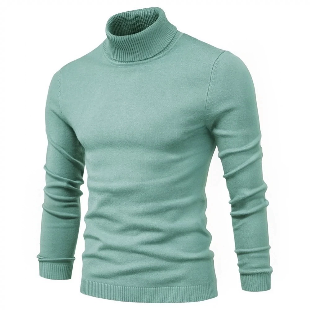 Оптовая продажа мужских однотонных свитеров с воротником-стойкой и круглым вырезом для осени и зимы, повседневная трикотажная одежда для мужчин, трансграничный трикотаж