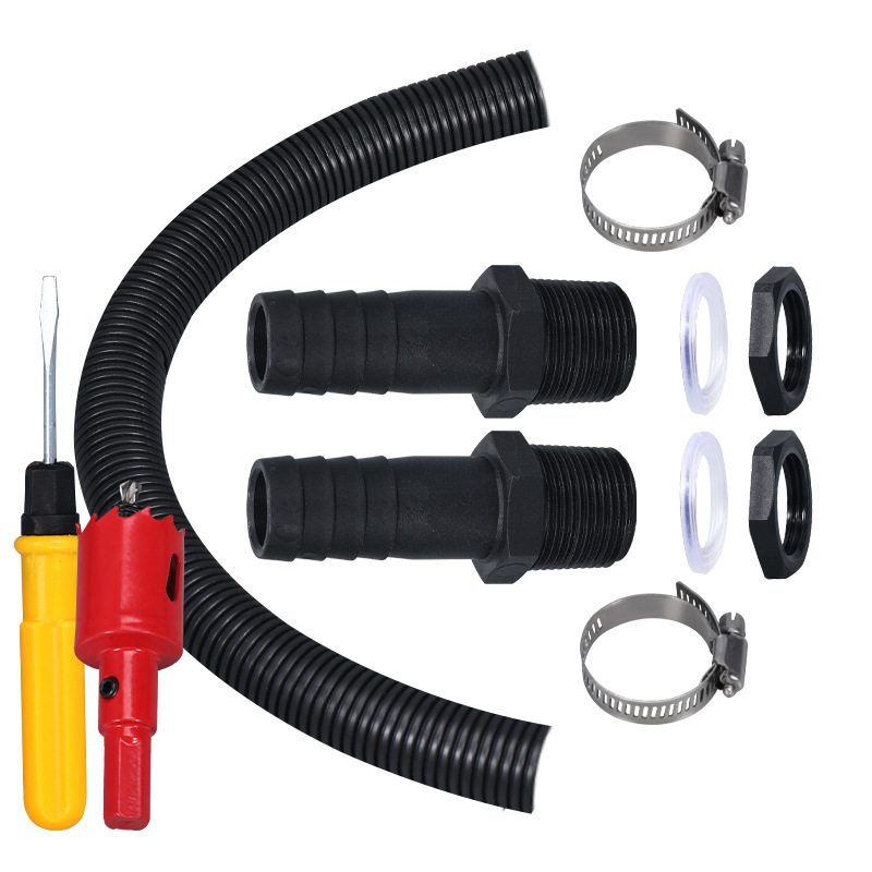 2 커넥터 25mm + 호스 0.5m + 호스 클램프 + 구멍 오프너 32MM + 드라이버 - P3 항공기 상자 포장