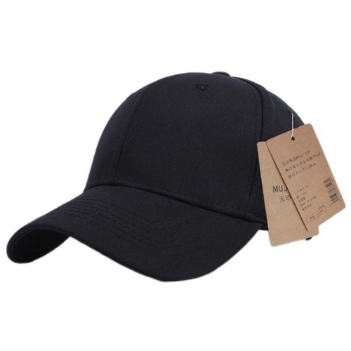 MUJI pure cotton unisex baseball cap, black hard-top versatile large duckbill hat