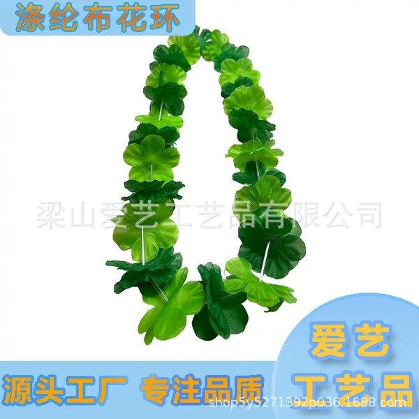 Amazon hot wearing neck simulation petals l green wreath diameter 6.5cm length 95cm polyester cloth wreath
