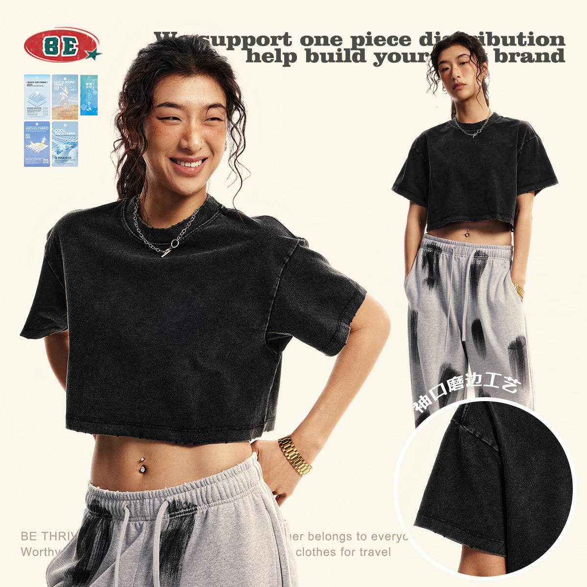 BE personalizado sorona tecnología de mujer mango bm cuello redondo corto camiseta de fitness lavable camiseta de manga corta mujer verano image 3