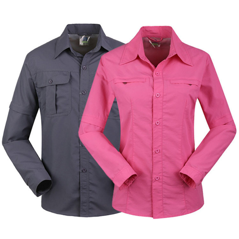 Camisa de secado rápido para exteriores, ropa fina de secado rápido para hombre, traje de manga corta desmontable para mujer, LOGO bordado