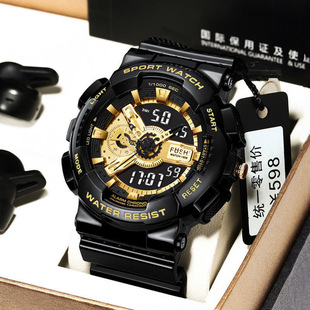 Foreign trade watch factory direct multi-functional fashion sports leisure anti-fall luminous Joker double display electronic watch supply