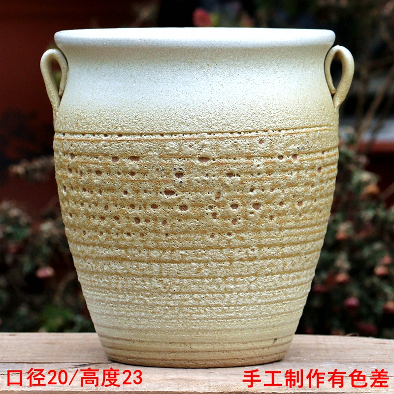 Pot de cerámica de gran altura, cerámica gruesa, planta suculenta, nueve talas de zorro, ciruela triangular, cerámica, maestra, maceta de flores blancas.