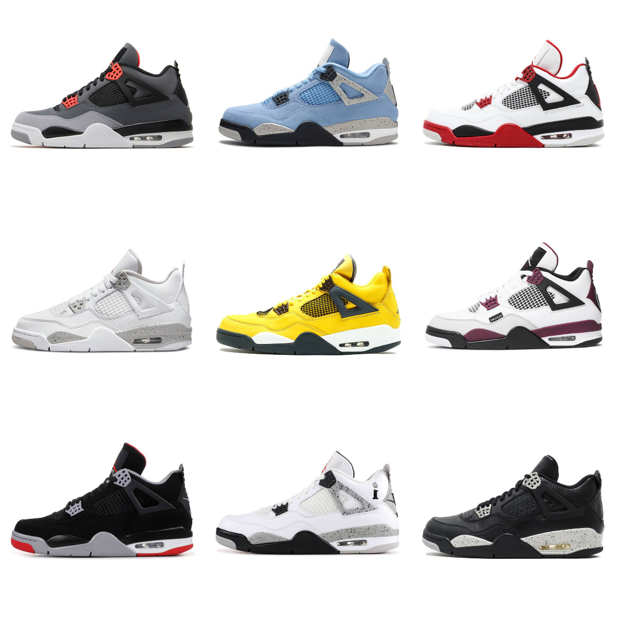 Zapatos Putian pura original aj4 lava caliente electro hembra amarillo gran París cemento gato negro rojo láser Joe 4 zapatos de baloncesto para mujer y hombre