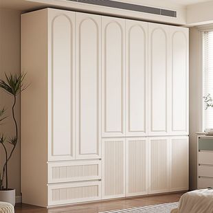 2024 Wardrobe Home Bedroom American Style Environmental Protection Master Bedroom Small Apartment Flat Open Durable Four or Five Doors Light Luxury Wardrobe
