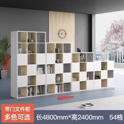 23_Blanco + gabinete de celosía de madera (Long 4.8m Dep 0.4m H 2.4m)