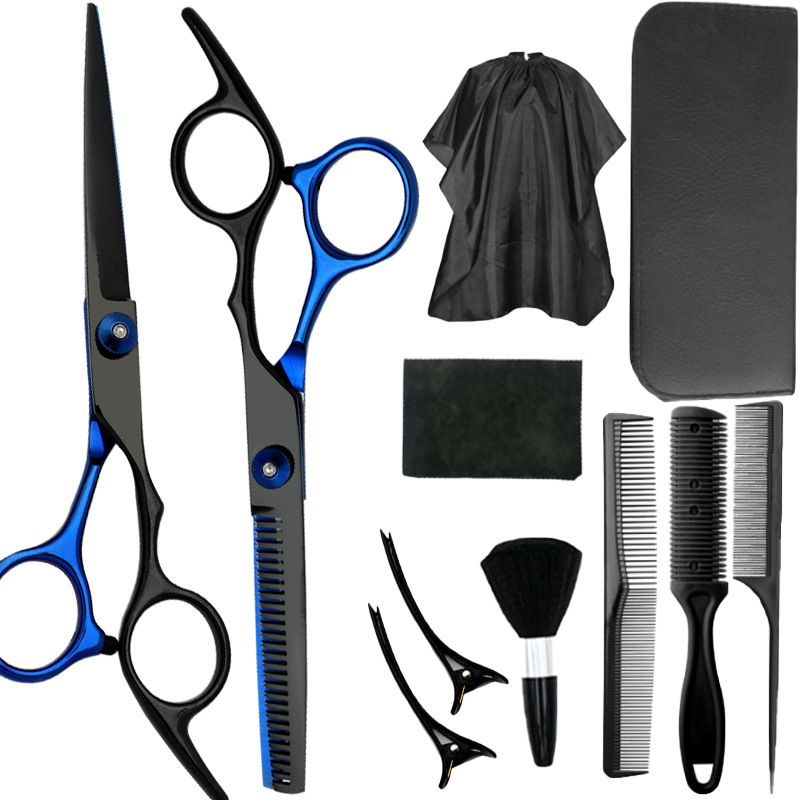 Fábrica al por mayor de 6 pulgadas tijeras de pelo profesional estilista de pelo tijeras de peluquería corte de pelo tijeras planas tijeras de dientes finos traje