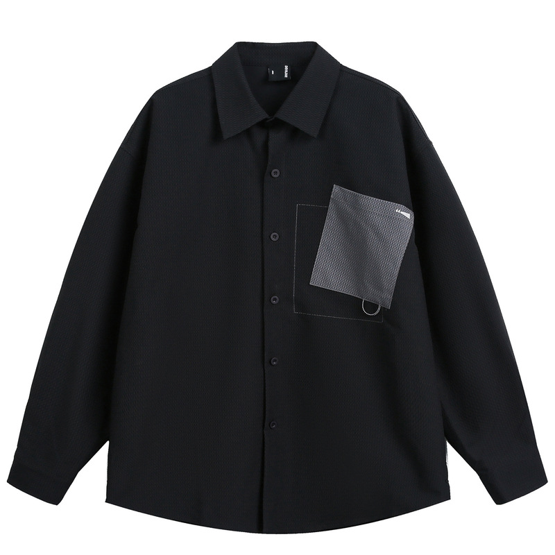 Outdoor Mountain Style Contrasting Color Pocket Splicing Long-Sleeved Shirts for Men and Women Loose Waterproof Quick-Drying Work Shirts Casual Jackets