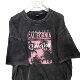 European and American hiphop fashion brand distressed short sleeve T-shirt women's plus size loose oversize washed black printed top clothes