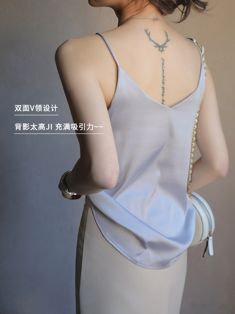 Q camisola de fondo cuidadosamente seleccionada, ropa interior de verano para mujer, top exterior holgado con diseño que cubre el vientre