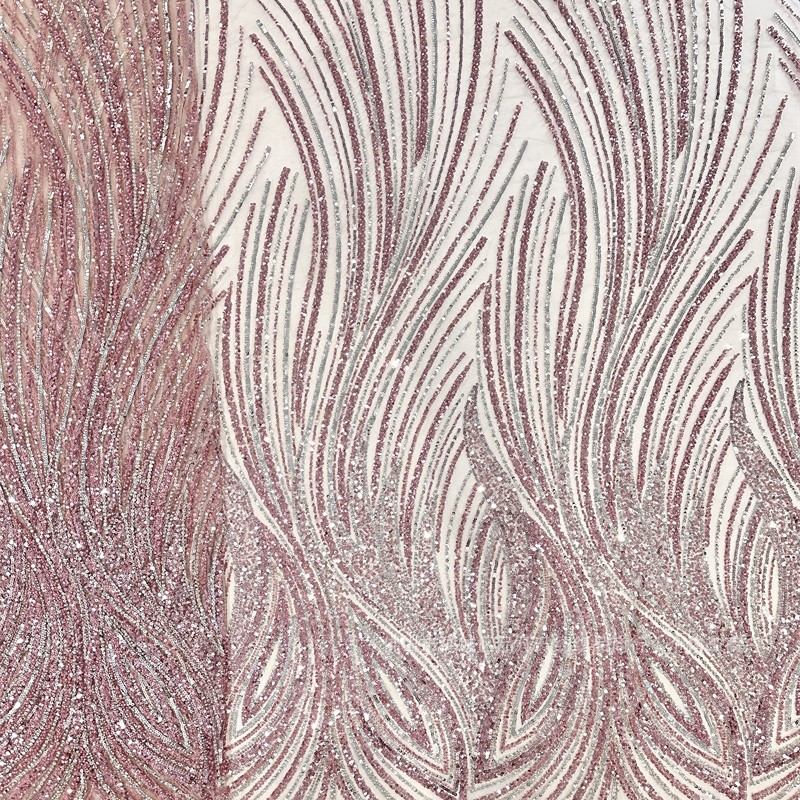Tejido bordado de sequilla alta tela de encaje de dos colores vestido de boda de moda vestido de cena tela de espectáculo image 5
