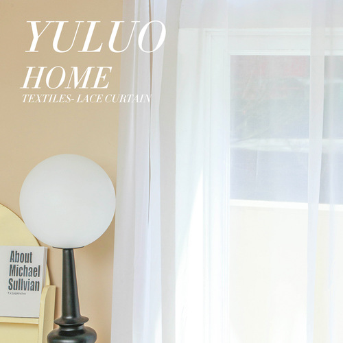 White French minimalist lace curtains, ready-made, without grommets, rod pocket, curtain hooks with holes for separation
