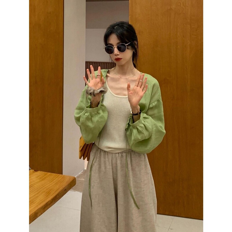 Ynvn Korean-Style Fresh Drawstring Lantern Sleeve Shirt Top Two-Piece Set for Women, Thin Style, 2026 Spring/Summer New Model Ynvn Korean-Style Fresh Drawstring Lantern Sleeve Shirt Top Two-Piece Set for Women, Thin Style, 2026 Spring/Summer New Model