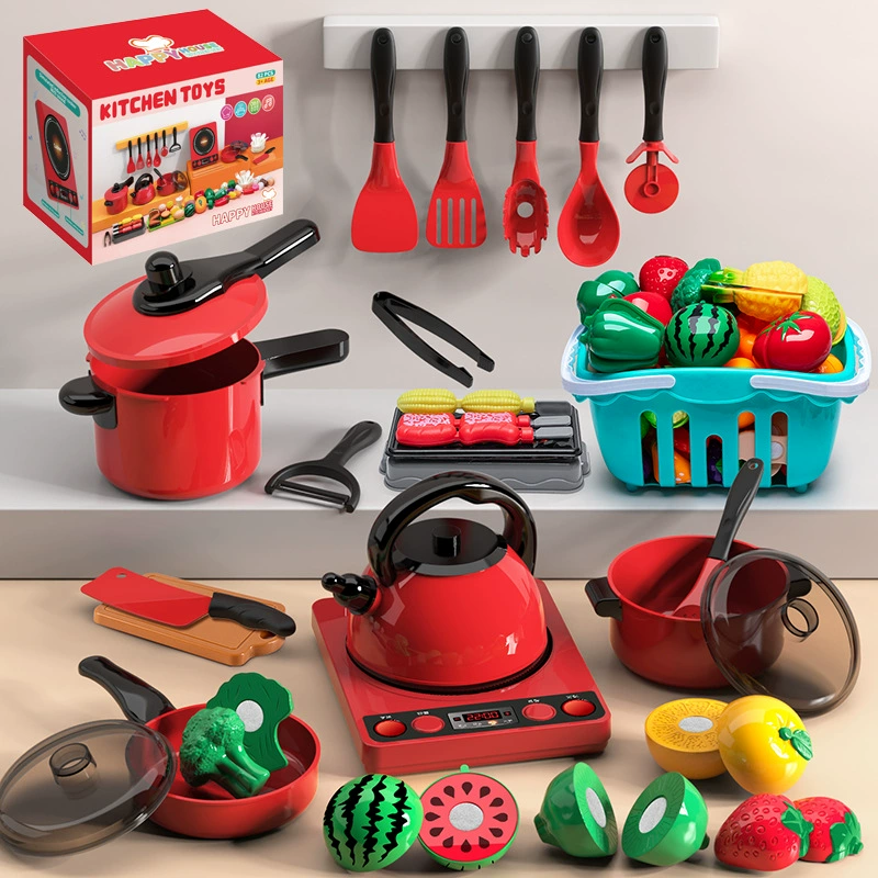 Children's toy, set for boys and girls, family kitchenware, realistic tableware for cutting