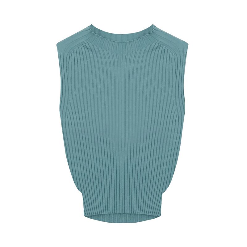 Summer Ribbed Slim-Fit Knit Top, Unique and Versatile, Elegant and Simple Style, Round Neck, Sleeveless Women's Top Summer Ribbed Slim-Fit Knit Top, Unique and Versatile, Elegant and Simple Style, Round Neck, Sleeveless Women's Top