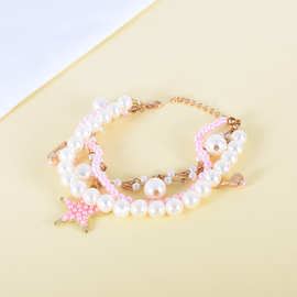 小清新糖果色五角星手串精致水滴森系简约百搭珍珠水晶手链送闺蜜