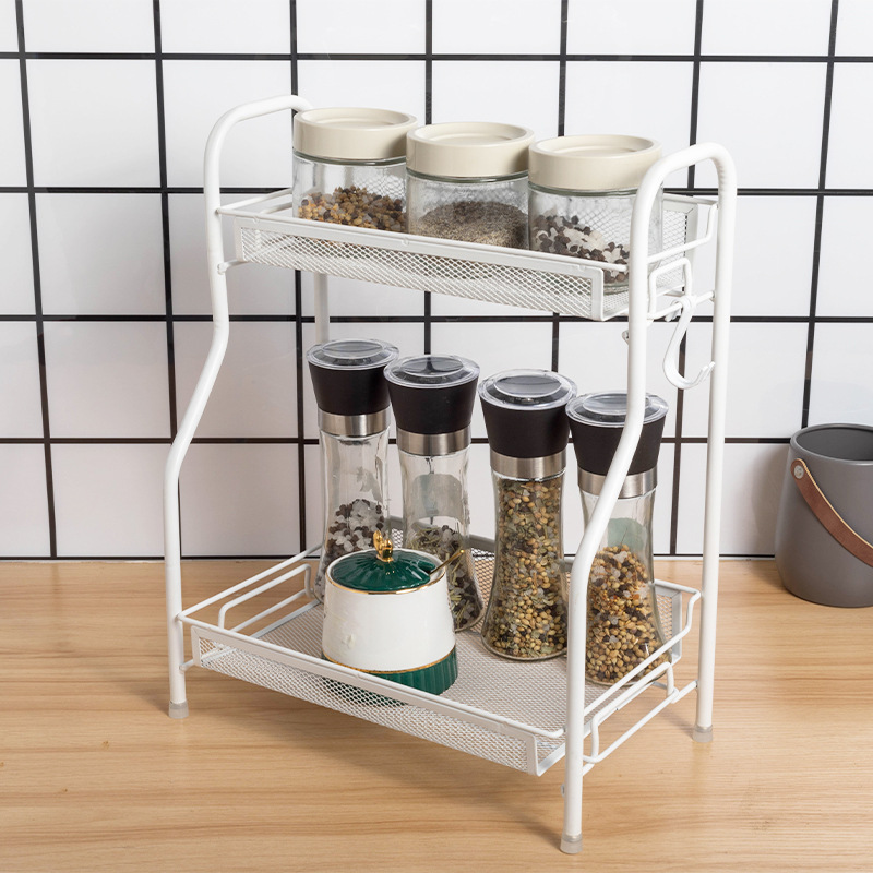 Estante de cocina multifuncional de doble capa de acabado de escritorio doméstico sin agujeros desmontables del gabinete de escritorio estante de almacenamiento