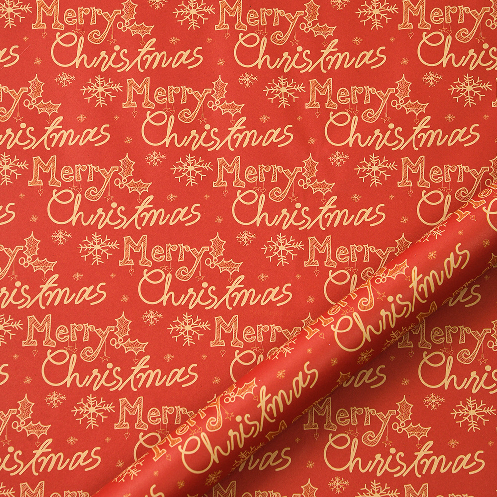 Nuevo papel de regalo de Navidad transfronterizo papel de kraft retro árbol de Navidad copo de nieve muñeco de nieve día embalaje de regalo papel de regalo