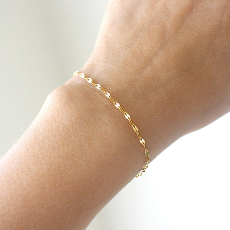 Daily Occasion Stainless Steel Material Wholesale Cute Solid Color Stainless Steel 14k Gold Plated Bracelets
