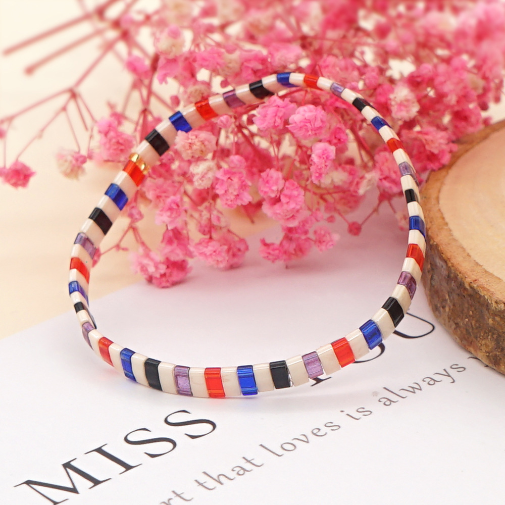 Bohemian Square Glass Knitting Bracelets display picture 3