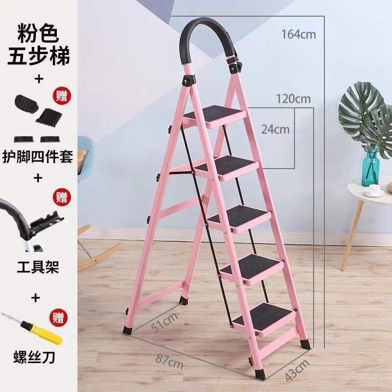 Escalera en espiga móvil multifuncional Escalera telescópica Escalera de cuatro pasos Escalera interior Escalera plegable doméstica Acero grueso