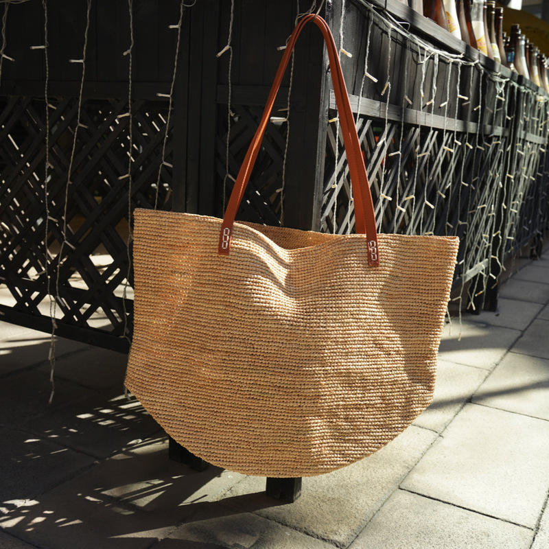 Korean Style Lafayette French Style Simple Crochet Hand-woven Holiday Beach Women's Summer Straw Large Bag Portable Shoulder Bag