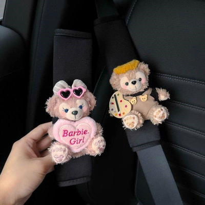 Autumn Rose Artist Da Vinci: Seat belt shoulder pad - sweet-hug-pink-heart-sweet-fei-painter-coffee-pants-2-black-shoulder-pads