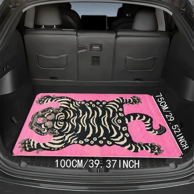 Cross-border generation American retro tiger crystal velvet dirt-resistant easy to take care of car trunk mat non-slip storage mat