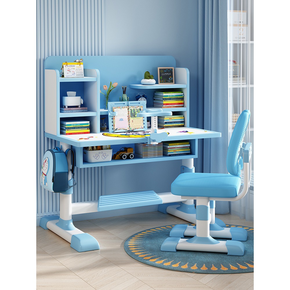 Children's Study Table, Primary School Student's Writing Homework Desk and Chair Combination Set, Home Table, Children's Desk Can Be Lifted