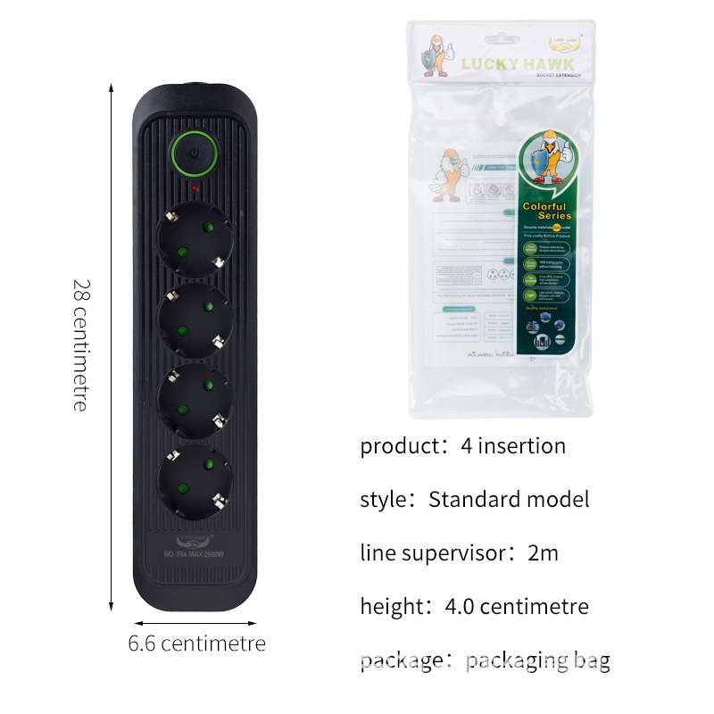 Negro europeo estándar europeo dos puertas de seguridad a tierra USB-C carga 2.1A enchufe de fila