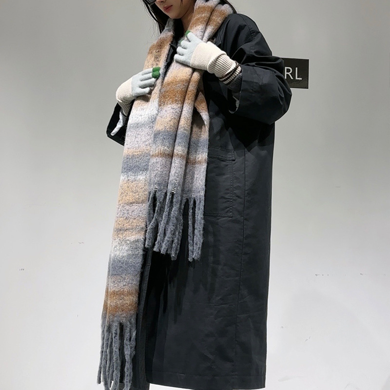 秋冬新作、多用途なイミテーションカシミヤ、高級感のある女性用暖かい厚手スカーフ、シンプルなネックウォーマー、織りタッセル付きショール|undefined